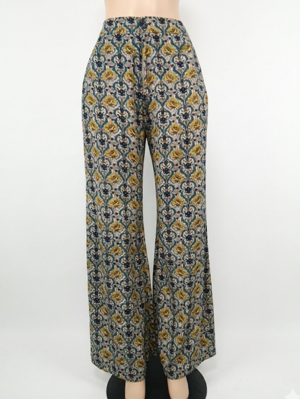 Valija Summer Size S Printed Wide-Leg Women's Pants in Olive & Navy